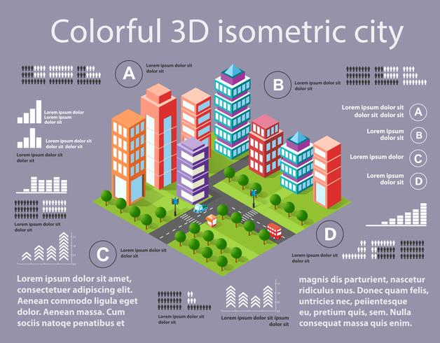 Infografia isométrica da cidade vetor