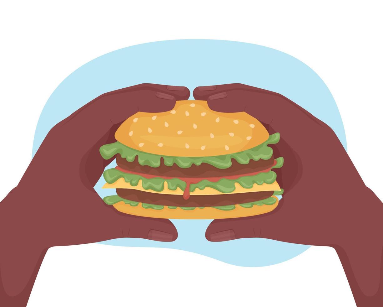 ilustração vetorial isolado de hambúrguer fast food 2d vetor
