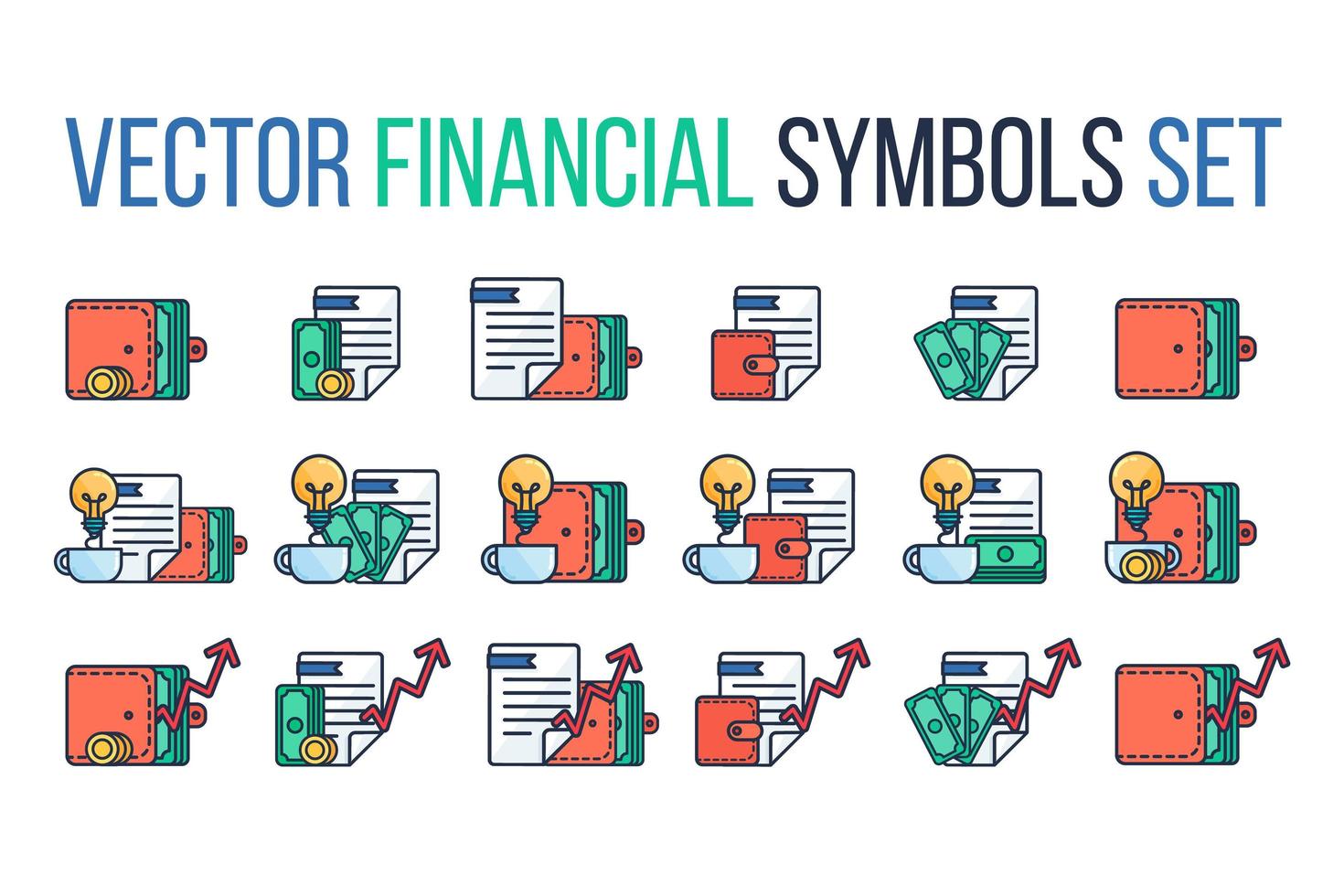 conjunto de símbolos financeiros vetor