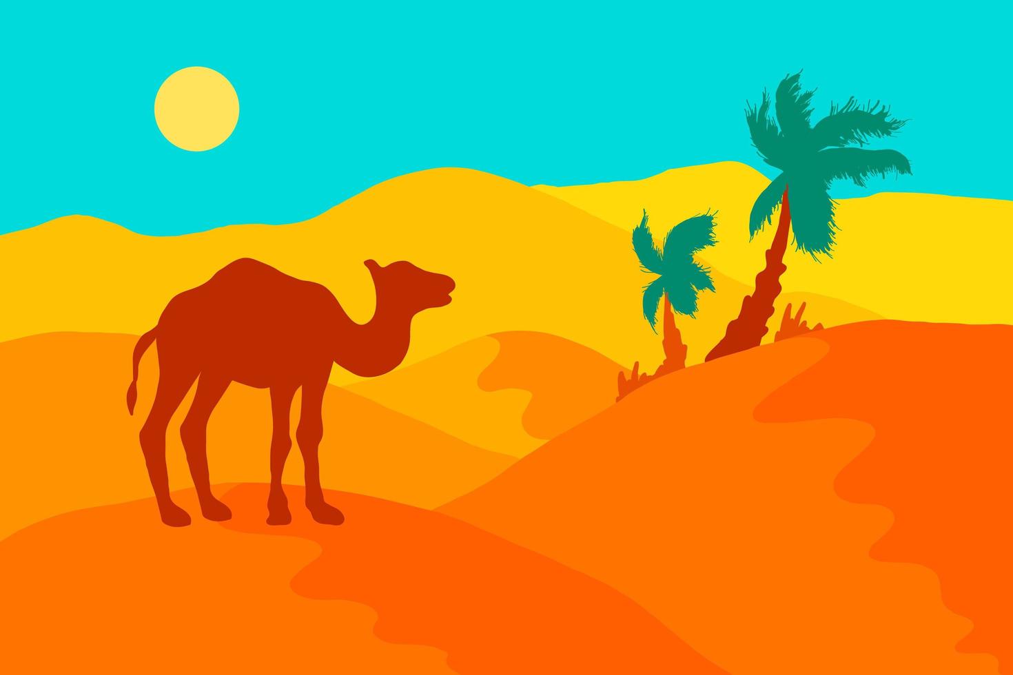 deserto de areia com camelo vetor