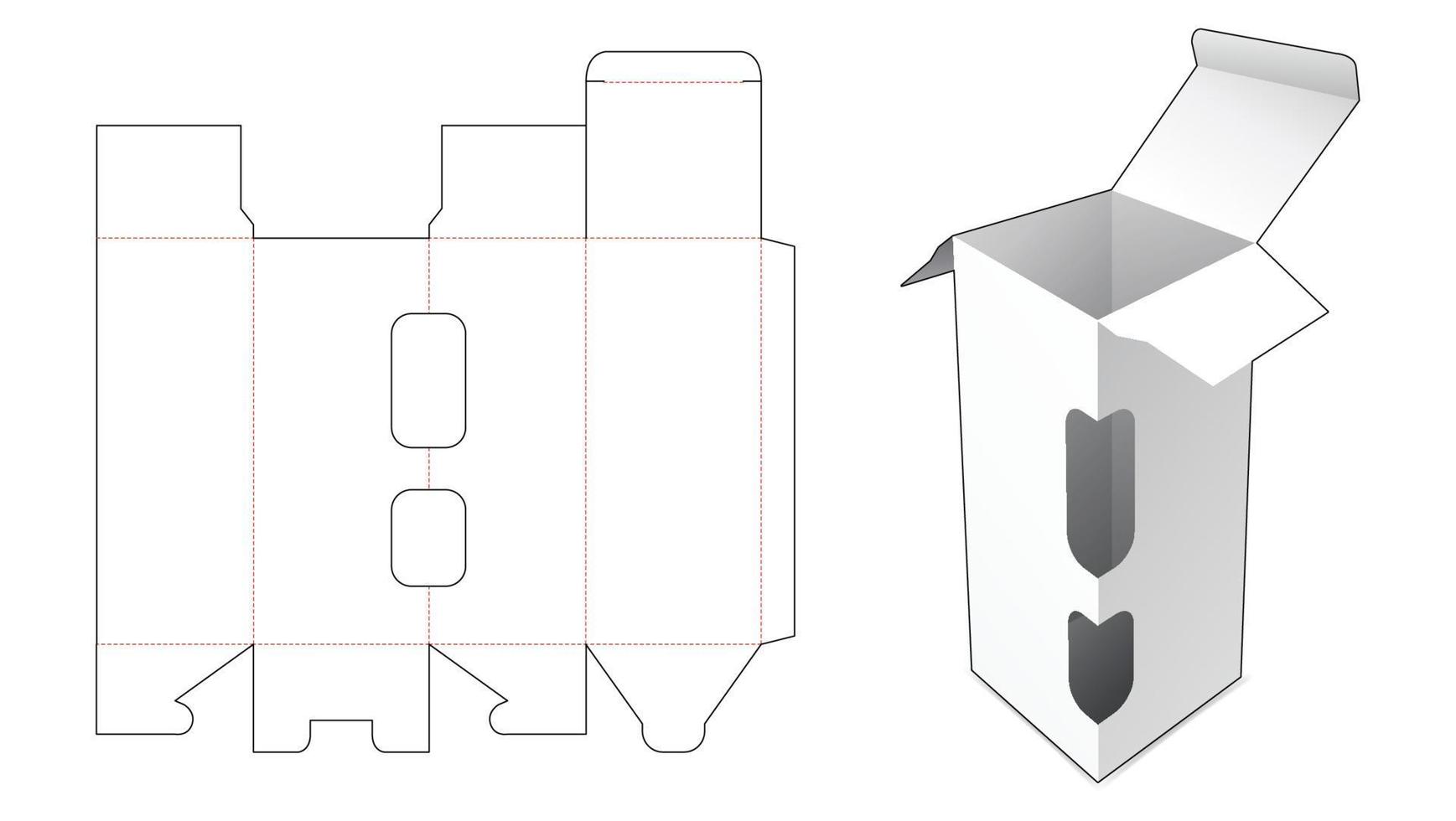 caixa com janela de canto molde recortado vetor