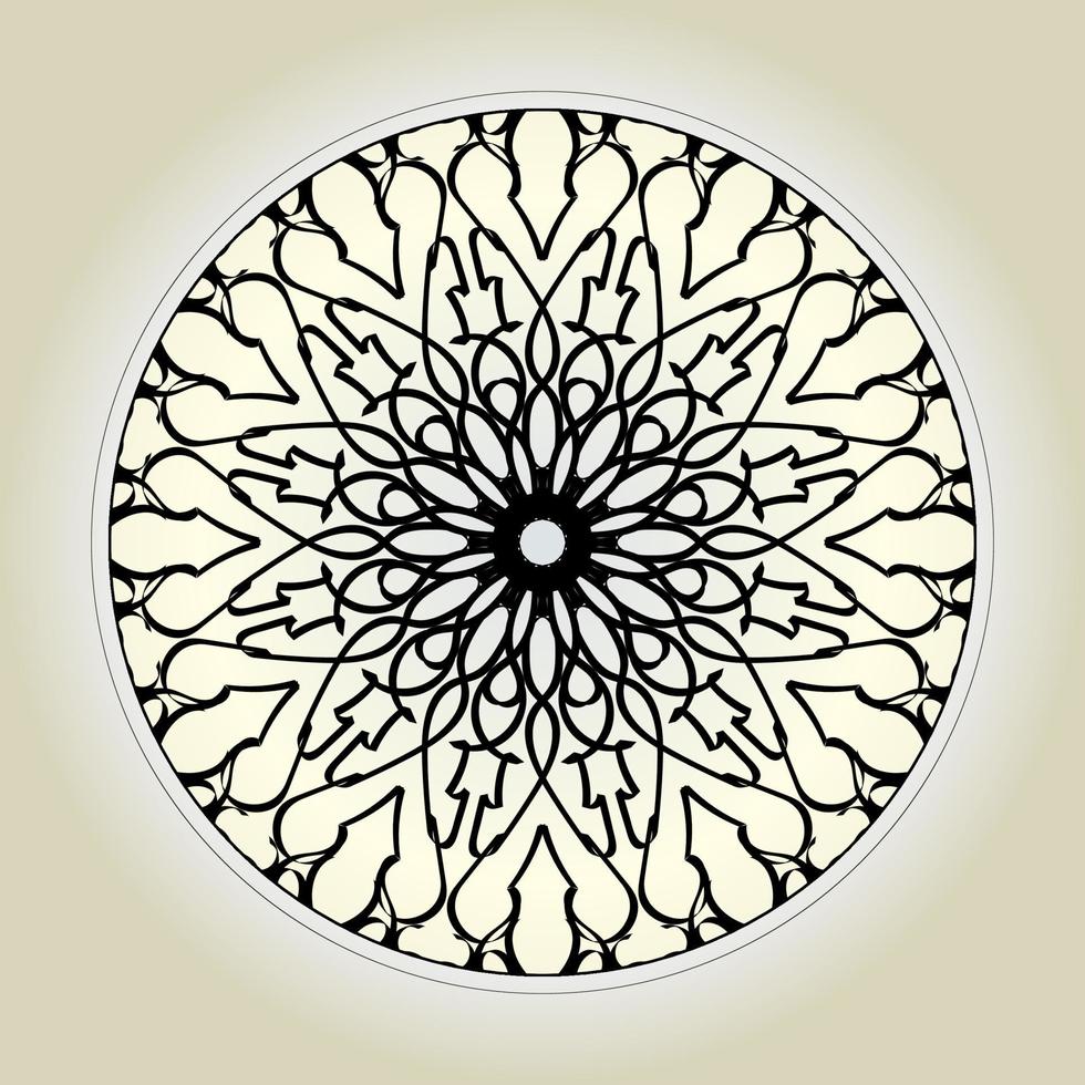 padrão circular em forma de mandala com flor para decoração de tatuagem de mandala de henna. vetor