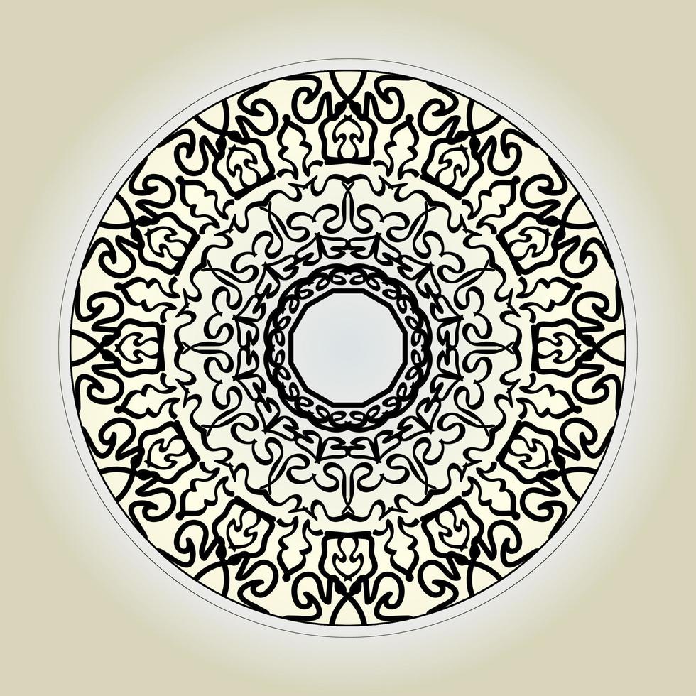 padrão circular em forma de mandala com flor para decoração de tatuagem de mandala de henna. vetor