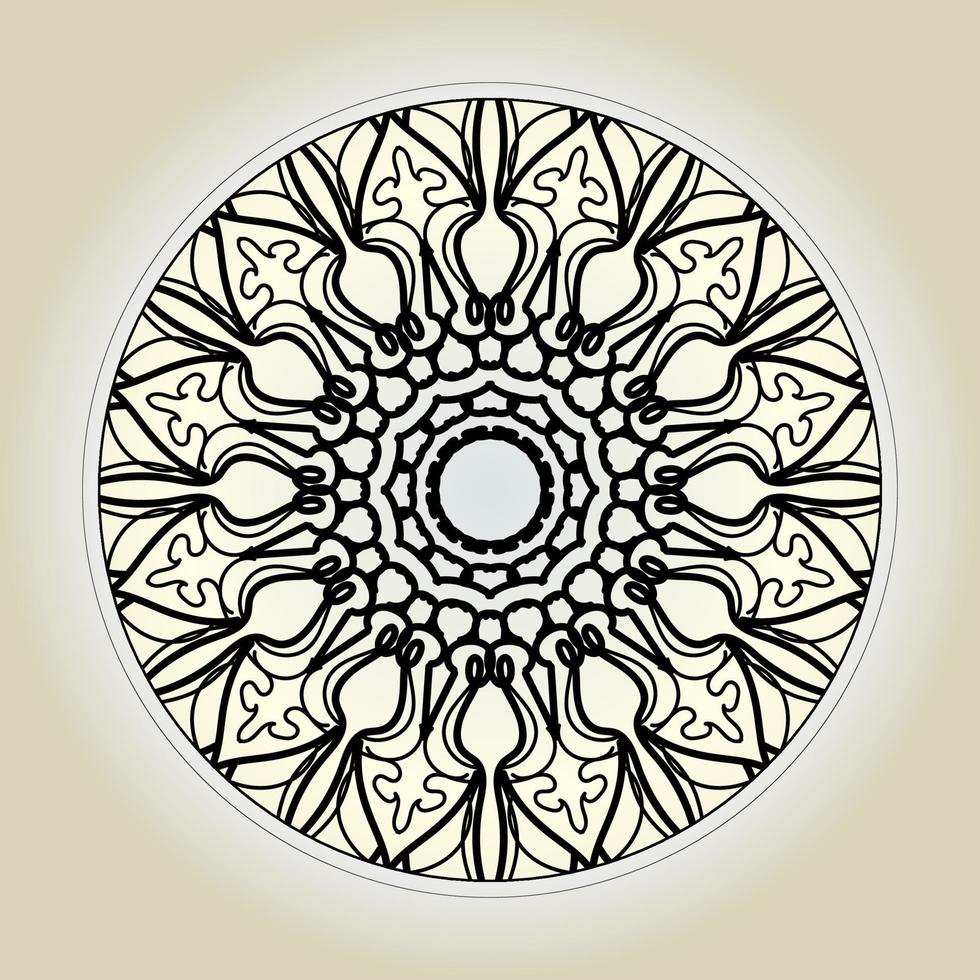 padrão circular em forma de mandala com flor para decoração de tatuagem de mandala de henna. vetor