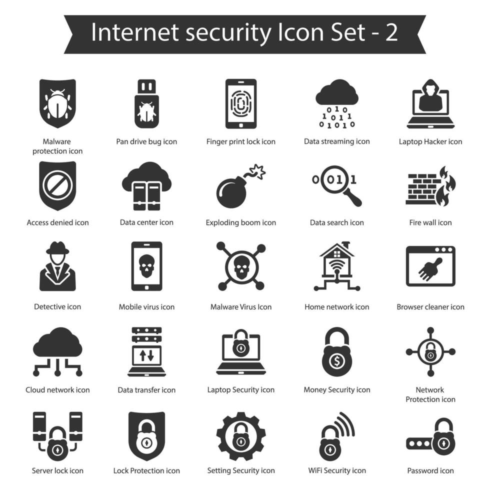 pacote de ícones de segurança da internet vetor