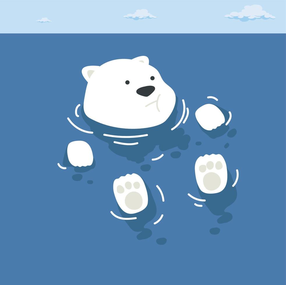 urso polar nadando no pólo norte ártico vetor