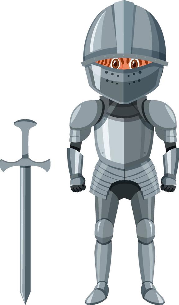 cavaleiro medieval em traje de armadura isolado vetor