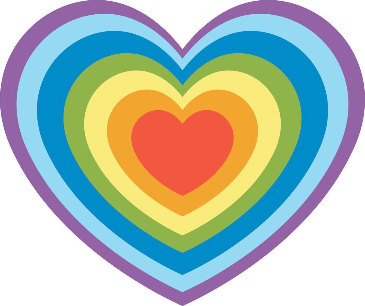 coração de arco-íris em estilo simples vetor