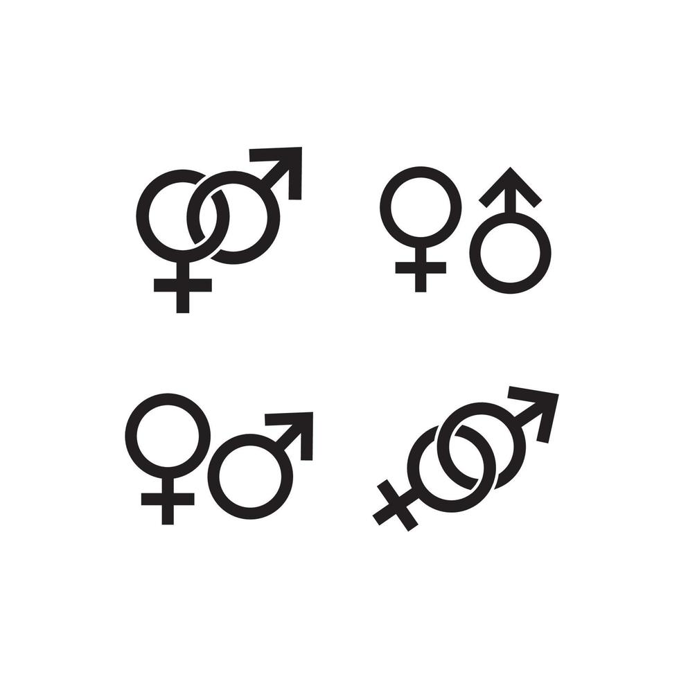 símbolos de gênero masculino e feminino, coleção de símbolos de gênero vetor