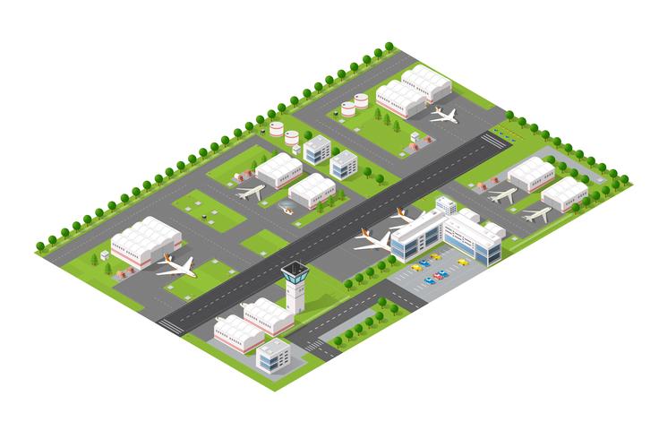 Aeroporto da cidade isométrica vetor