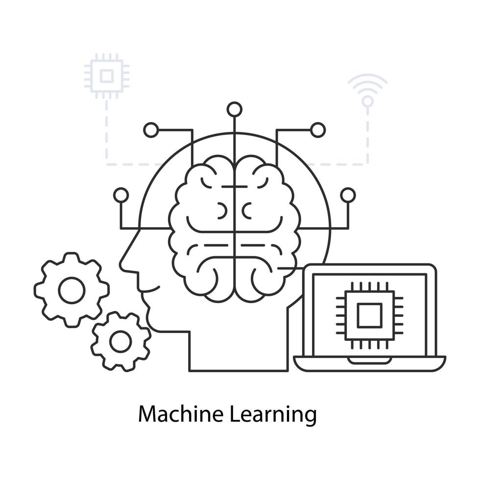 ilustração de design moderno de aprendizado de máquina vetor