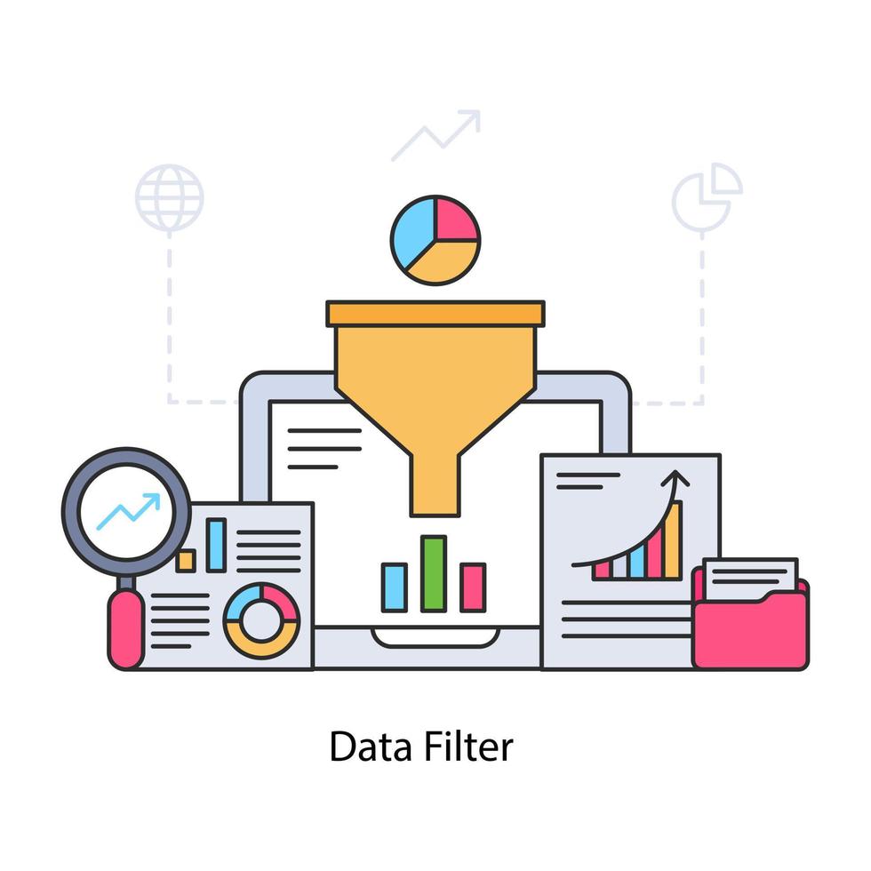 ilustração de design moderno de filtro de dados vetor