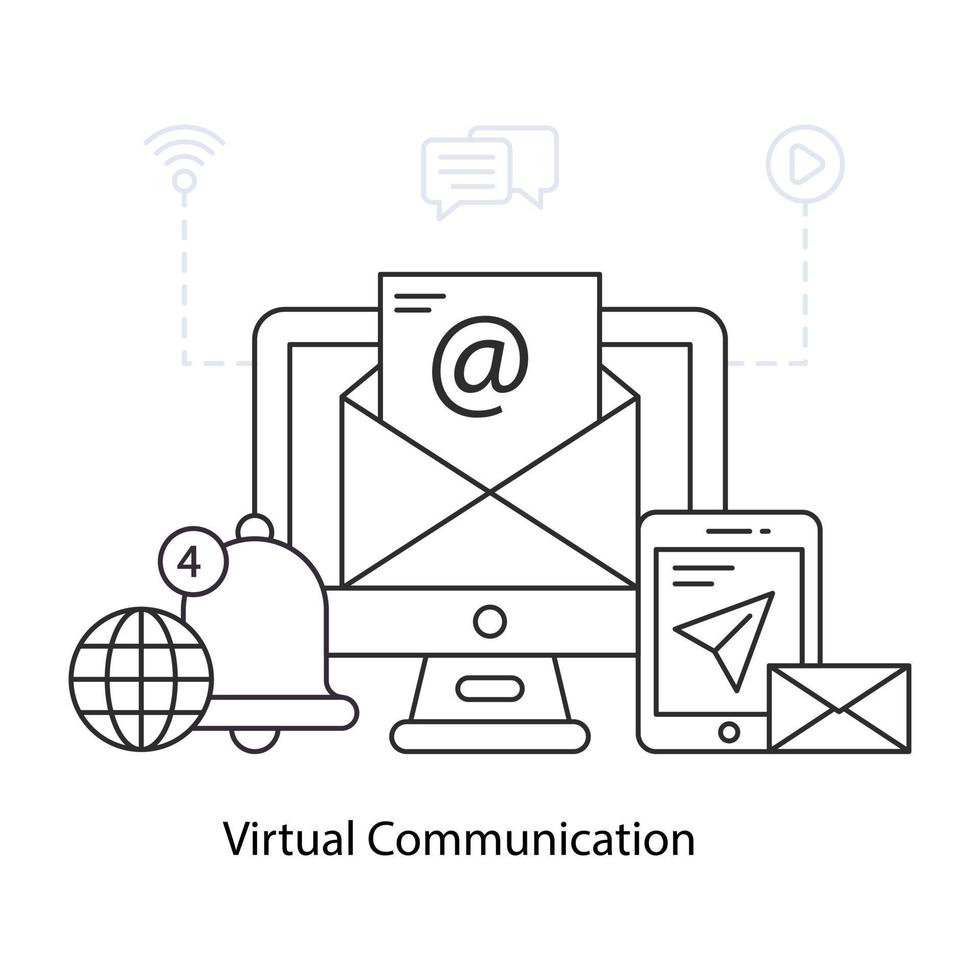 uma ilustração de design perfeito de comunicação virtual vetor