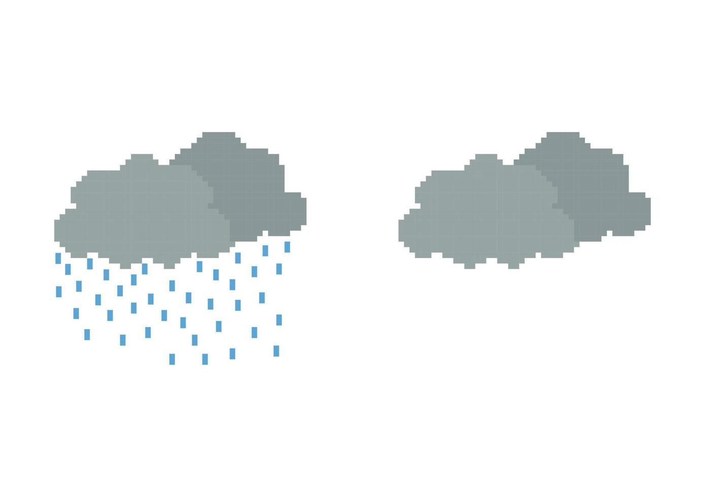 ilustração de nuvens nubladas e nuvens de chuva com tema de pixel vetor