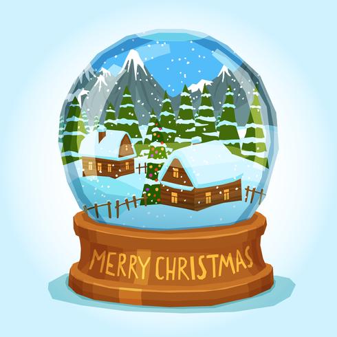 Cartão do Feliz Natal do globo da neve vetor