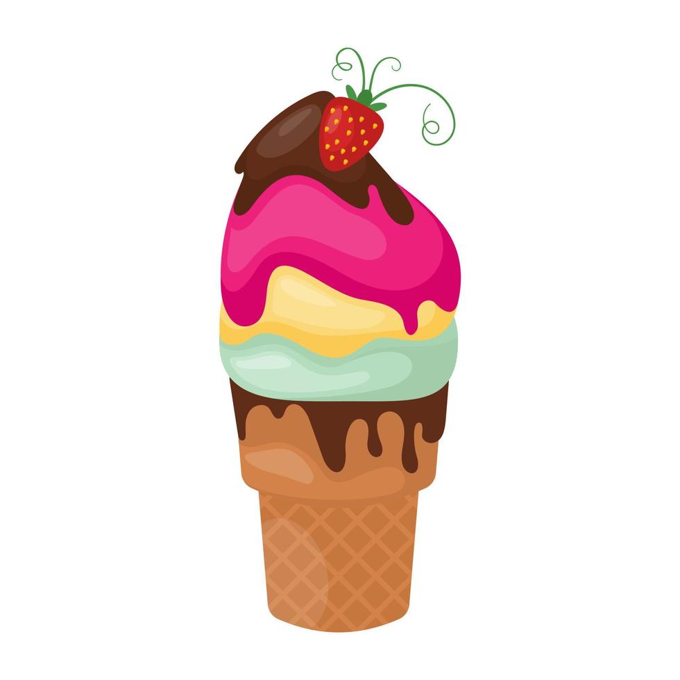 cone de sorvete arco-íris vetor