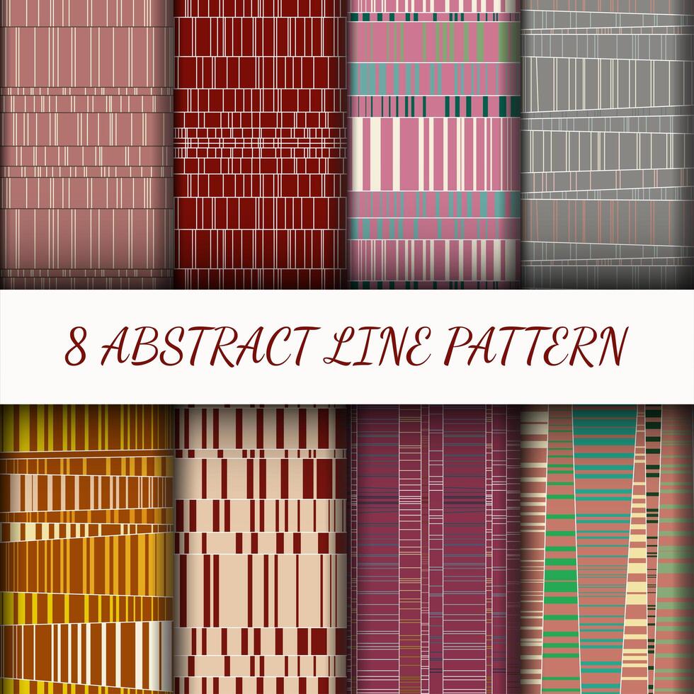 8 conjunto padrão de arte linha abstrata vetor