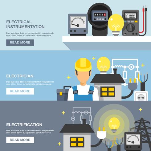 Conjunto de bandeiras de eletricidade vetor