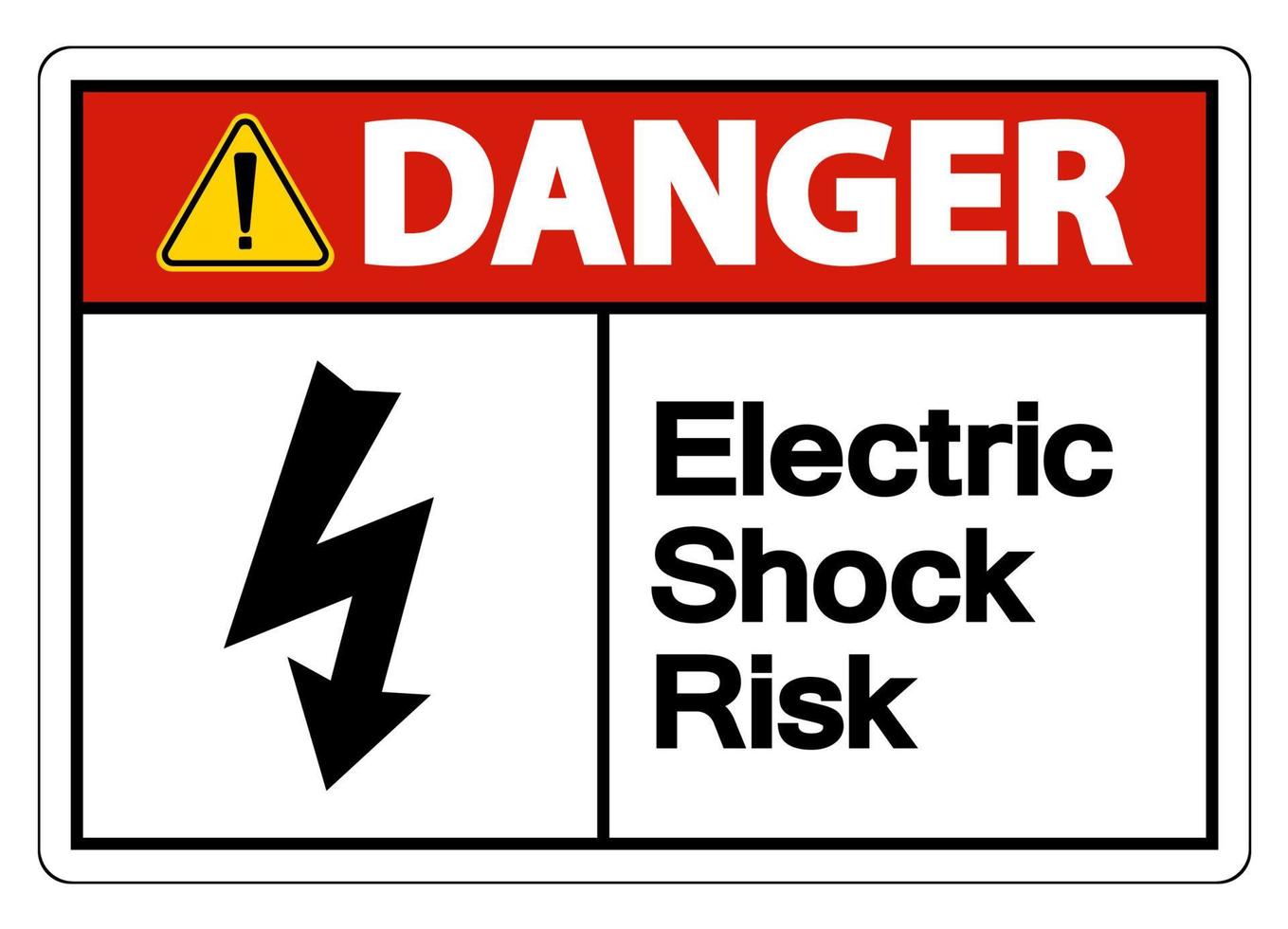 perigo choque elétrico risco símbolo sinal no fundo branco vetor
