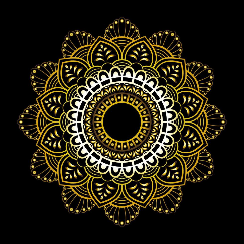 design de mandala de luxo de cor dourada vetor