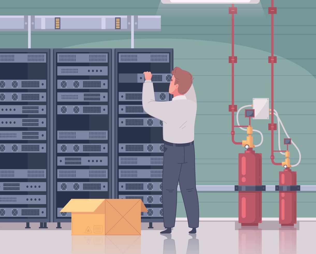 composição de desenho animado do data center vetor