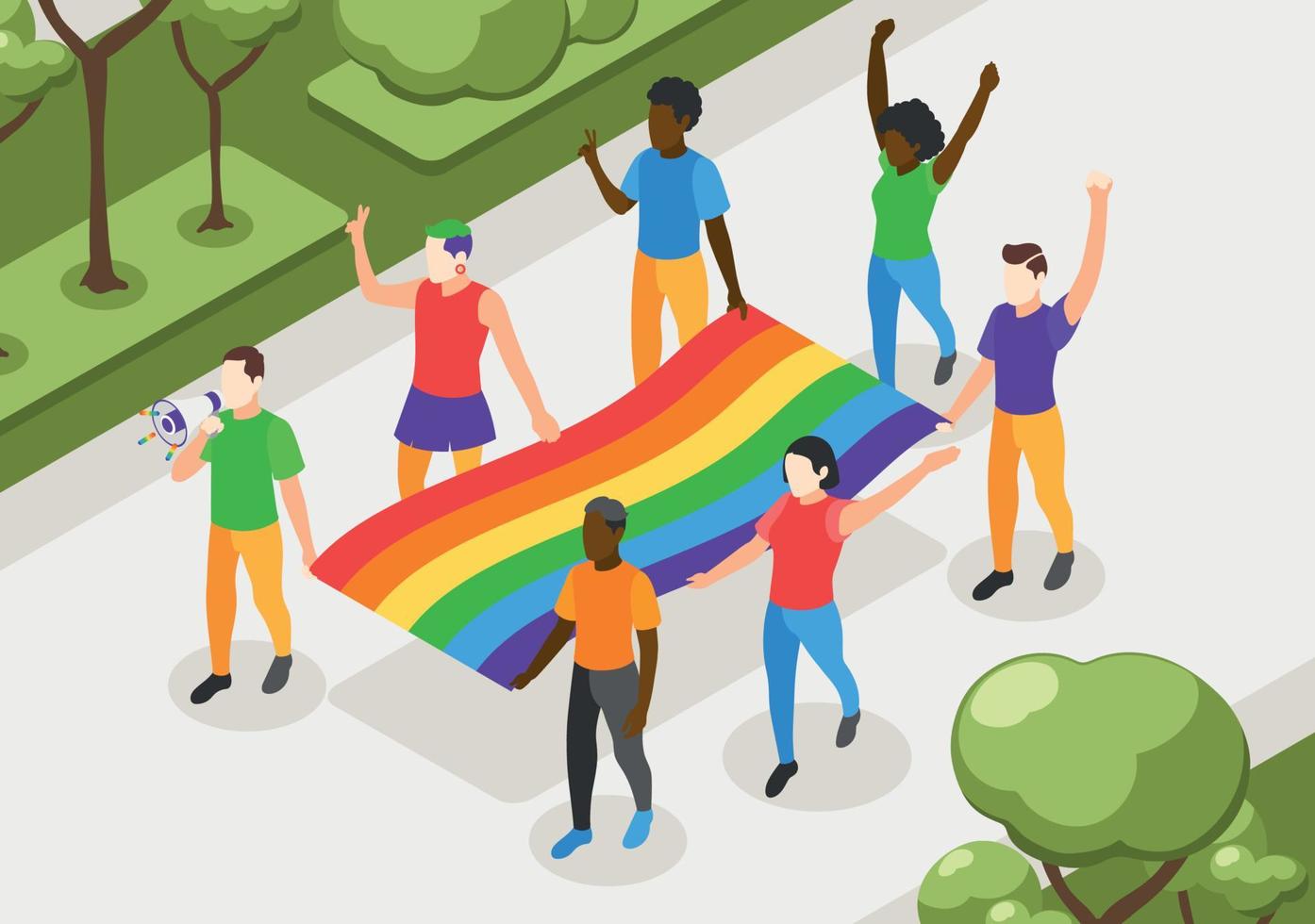 Pessoas LGBT na parada do orgulho vetor