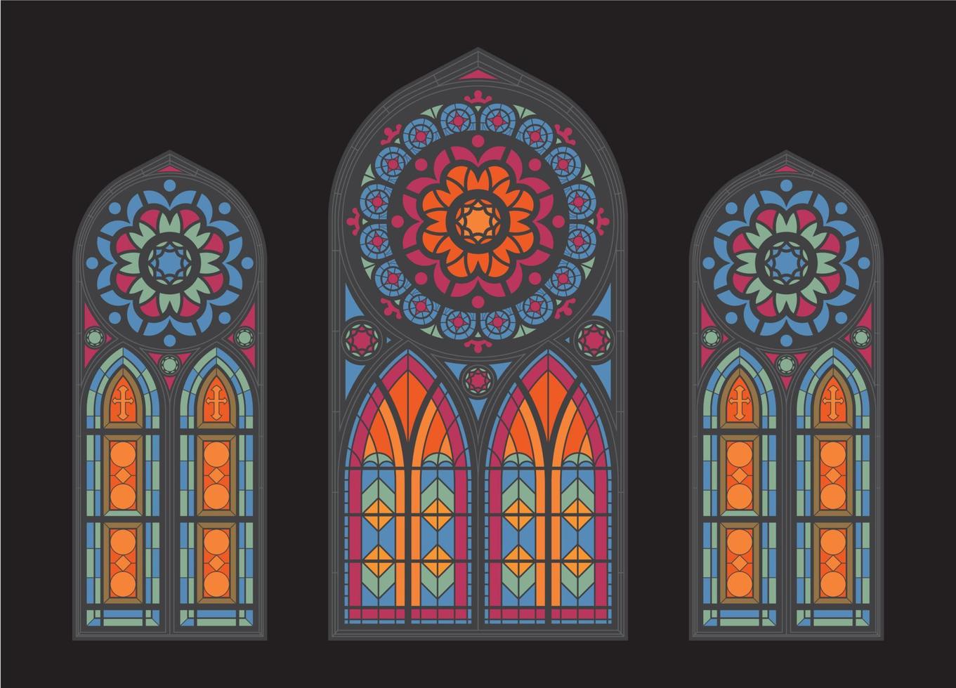 fundo de janelas em mosaico de catedral vetor