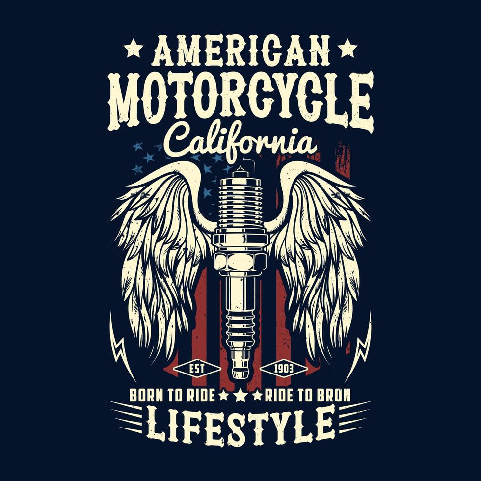 estilo de vida americano motocicleta califórnia vetor