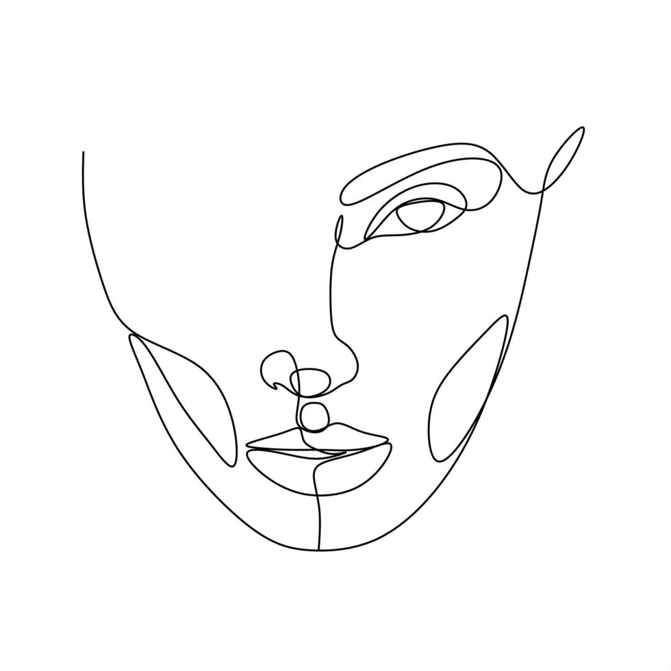 vetor de arte linha rosto feminino. rosto de mulher de desenho de linha minimalista. logotipo da moda da beleza