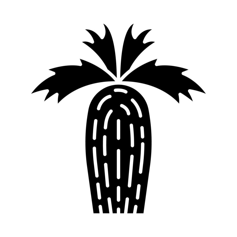 ícone de glifo da palma de fã da Califórnia. washingtonia filifera. árvore do deserto. us planta exótica. símbolo da silhueta. espaço negativo. ilustração isolada do vetor