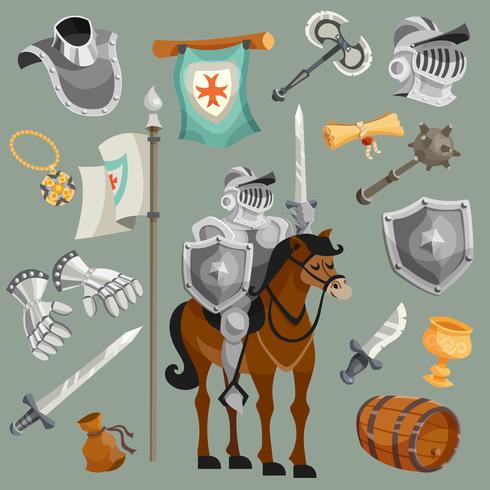 Cavaleiros, caricatura, jogo vetor