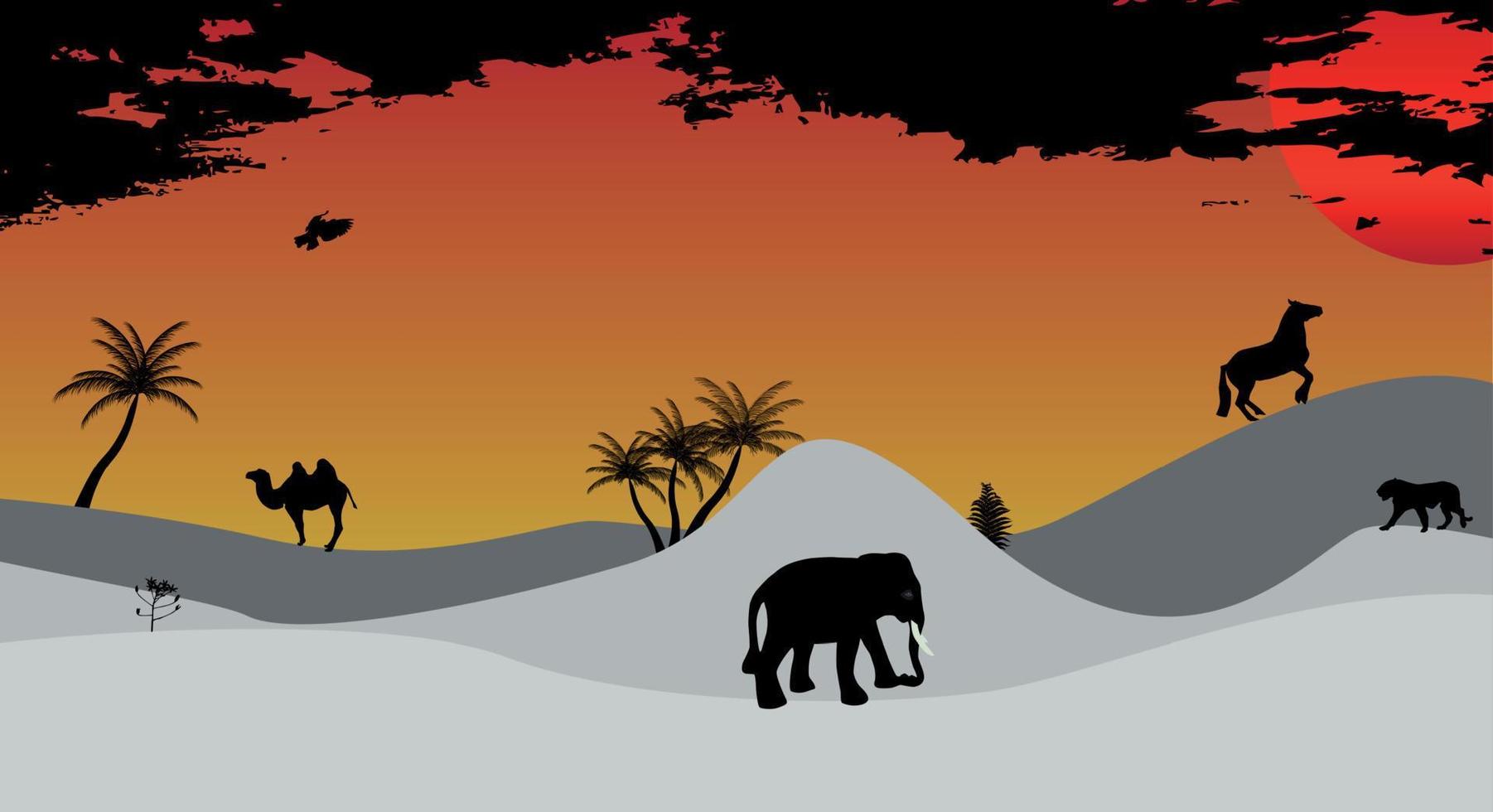 áfrica, safari, árvore, animais selvagens. ilustração vetorial. vetor