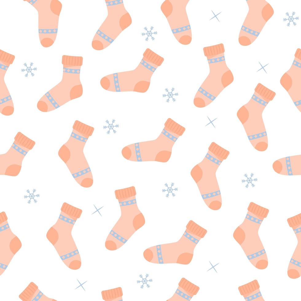 conjunto de padrão sem emenda de meias de inverno. luvas quentes. acessórios de inverno vetor