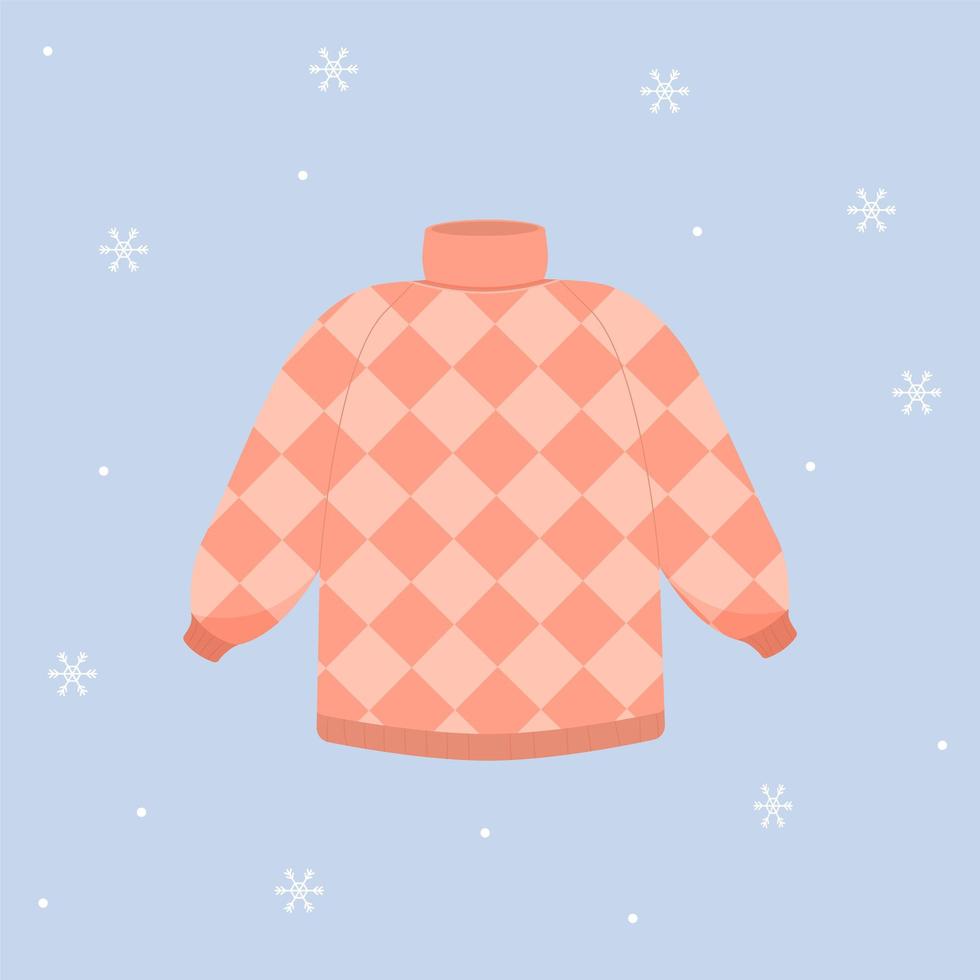 camisola de inverno. suéter quente. roupa de inverno. ilustração de vetor plana