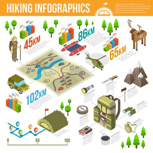 Caminhadas Infographics Set vetor