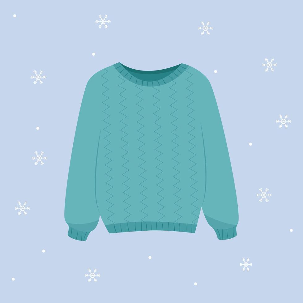 camisola de inverno. suéter quente. ilustração vetorial plana de roupas de inverno vetor