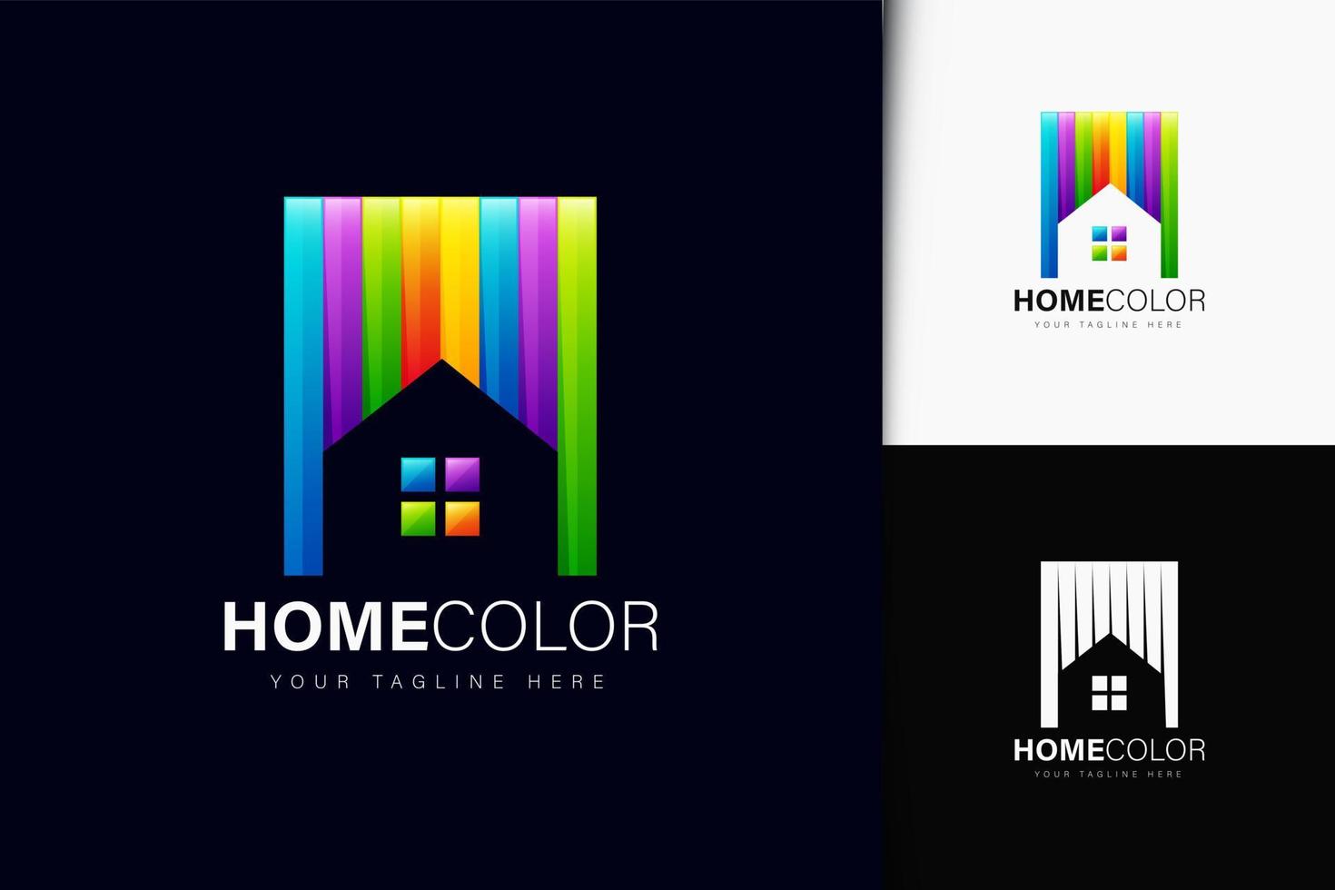design do logotipo da cor da casa com gradiente vetor