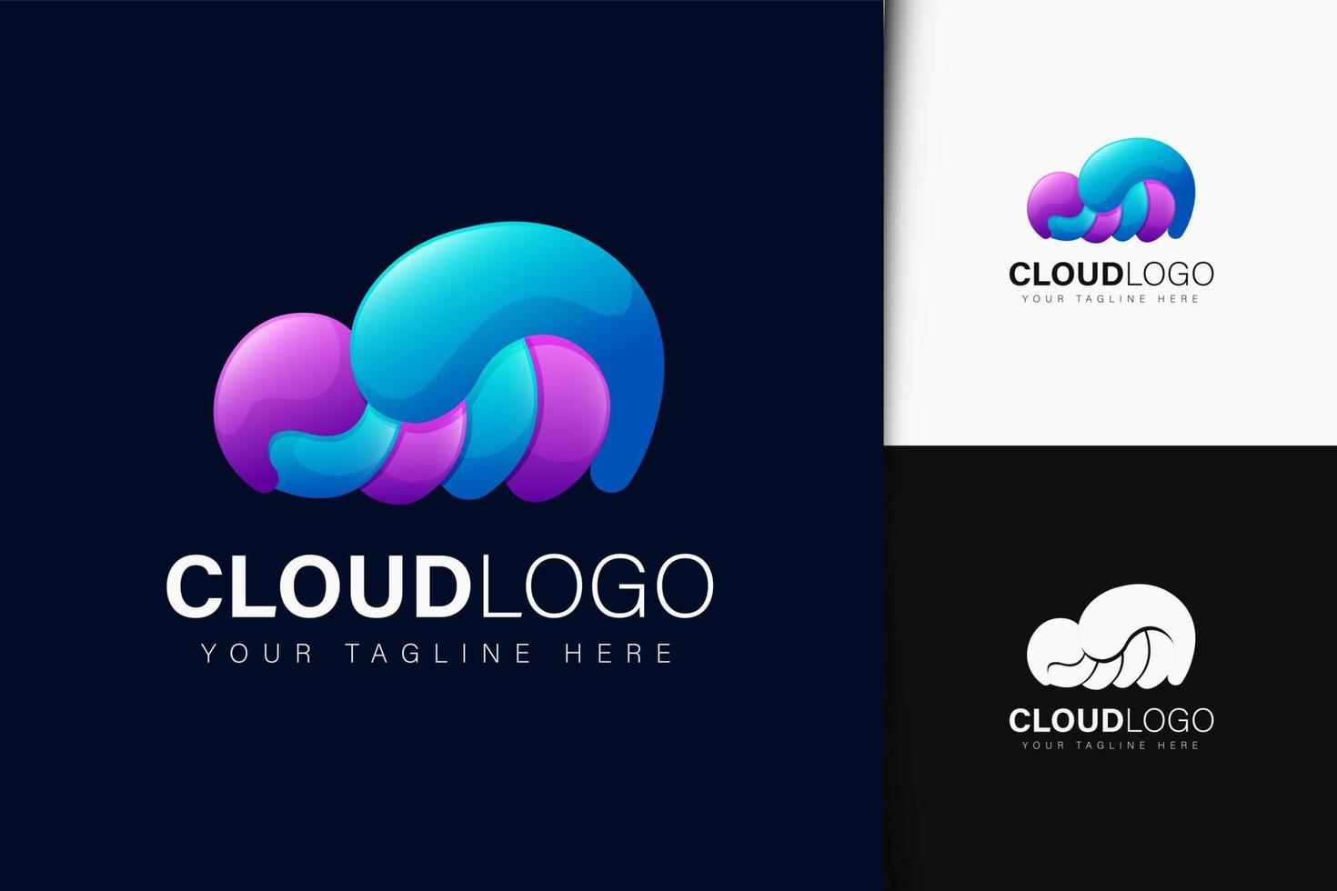 design de logotipo da nuvem com gradiente vetor