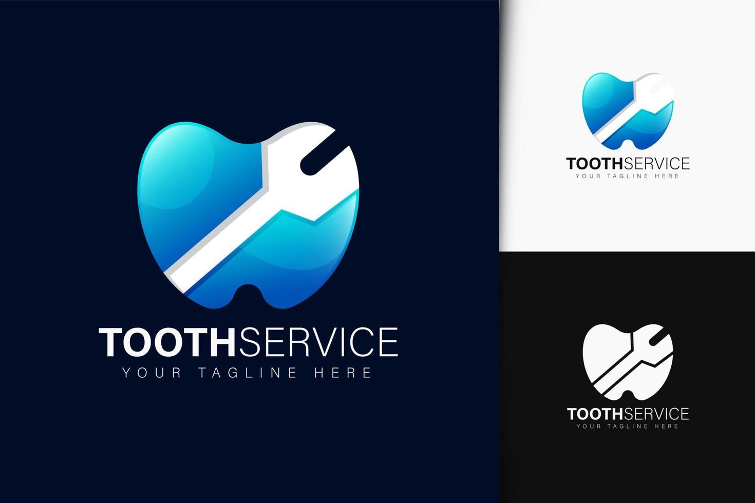 design de logotipo do serviço dentário com gradiente vetor