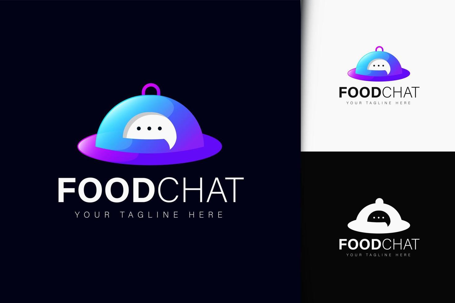 design do logotipo do chat de comida com gradiente vetor