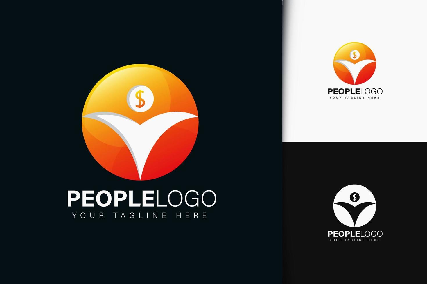 dinheiro pessoas logotipo design com gradiente vetor