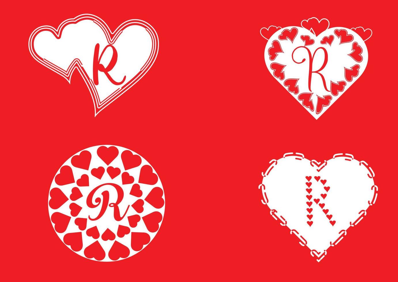 logotipo da letra r com ícone de amor, modelo de design para dia dos namorados vetor