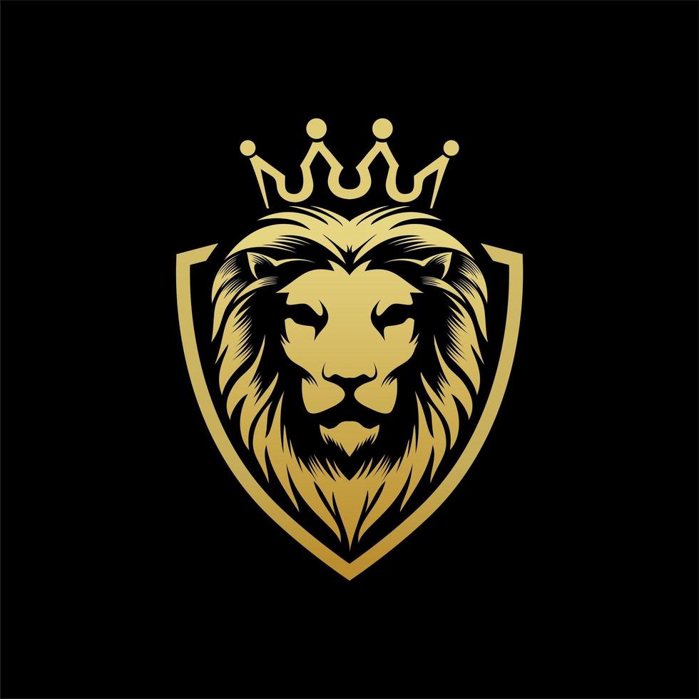 modelo de logotipo luxo rei leão dourado vetor