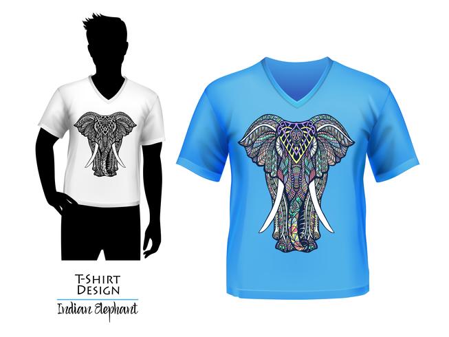 Elefante indiano doodle banner de design de t-shirt vetor