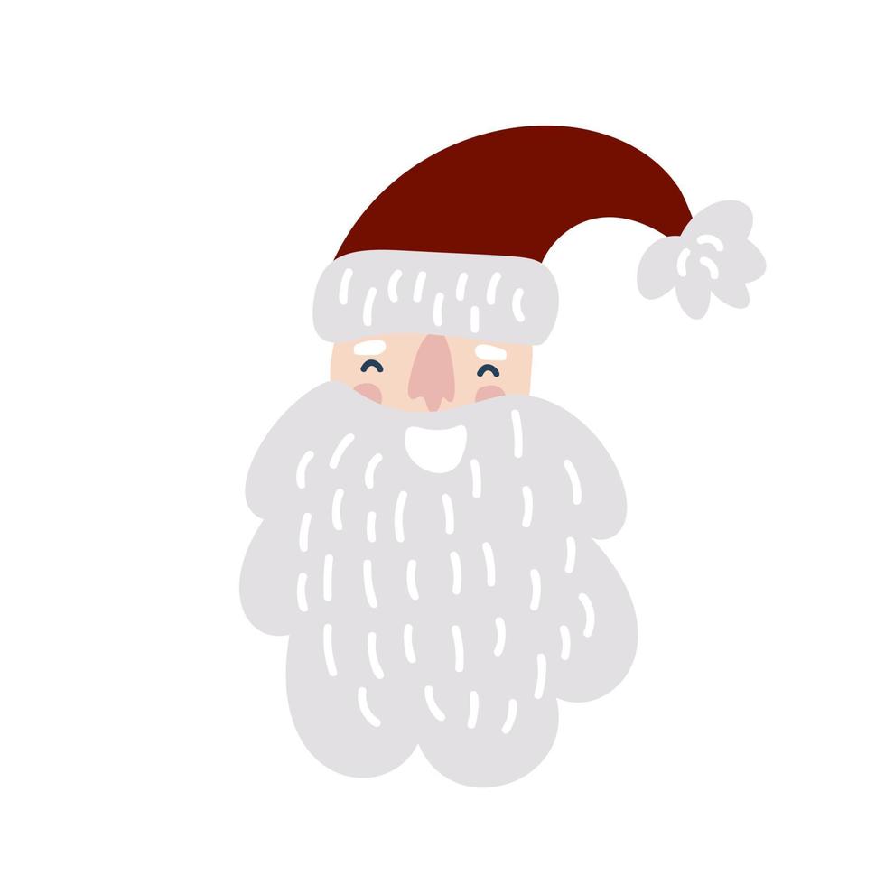 mão desenhada vector rosto sorridente de Papai Noel escandinavo. ilustração de feliz Natal divertida para cartão de felicitações, bolsa isolada no fundo branco