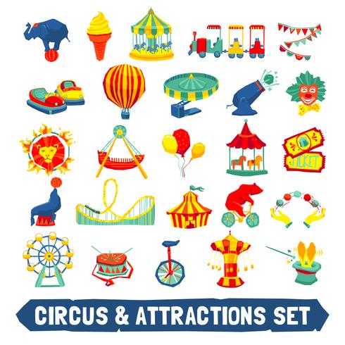 Conjunto de ícones de circo vetor