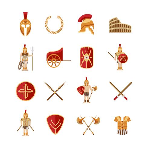 Conjunto de ícones de gladiador vetor