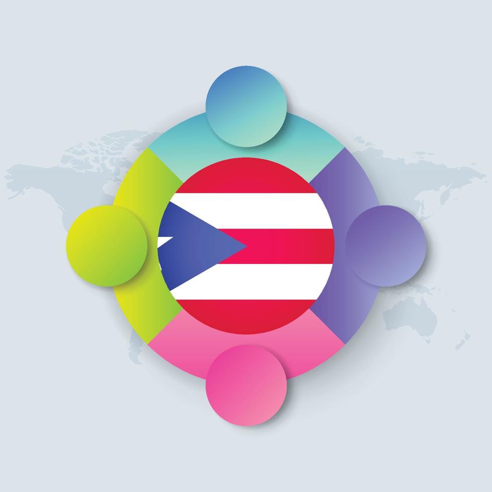 bandeira de porto rico com infográfico isolado no mapa mundial vetor