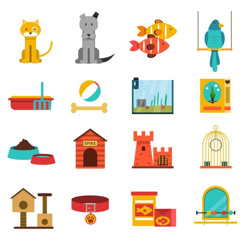 Conjunto de ícones de animais de estimação vetor