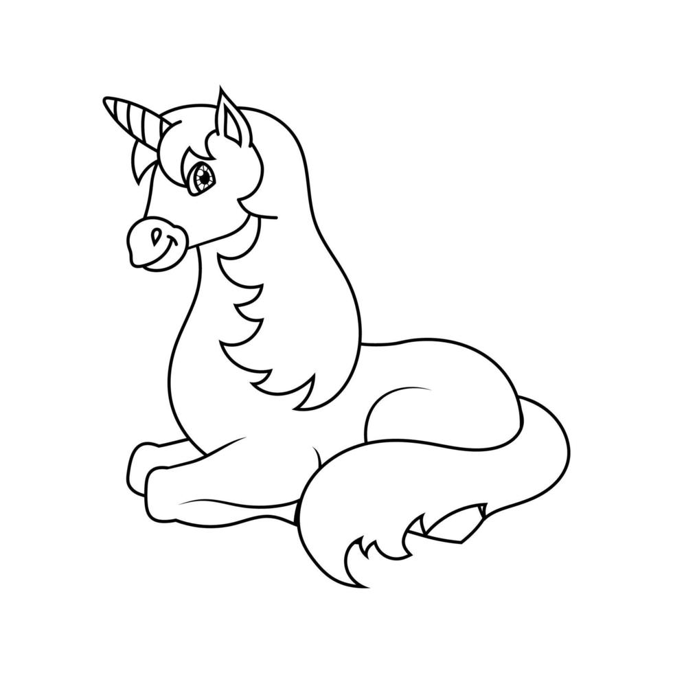 Cabeça de unicórnio de cavalo página de livro de colorir para crianças  personagem de desenho animado ilustração vetorial isolada no fundo branco